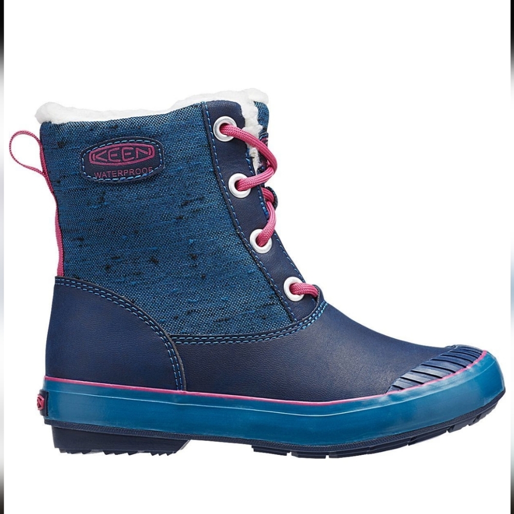 KEEN Elsa Waterproof Boot - Girls' Youth Size 2 Spring Waterproof Blue Pink